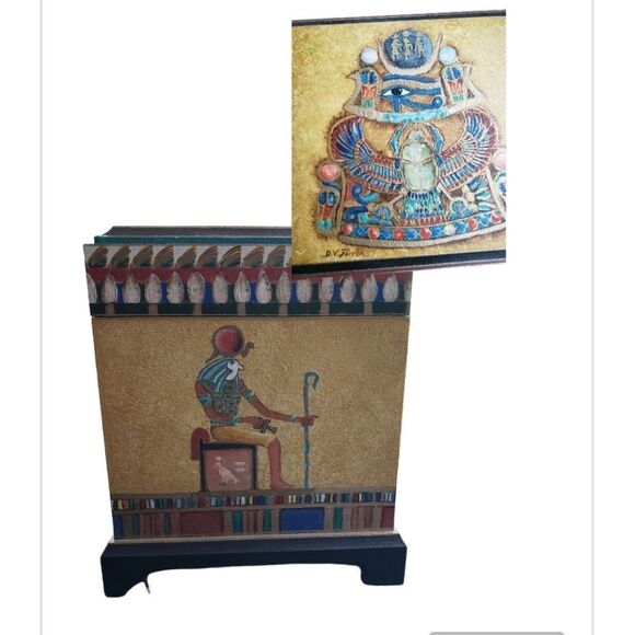 Vintage Large Egyptian Handpainted Signed Box - Picture 1 of 12